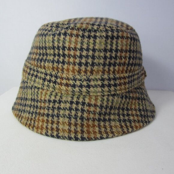 New Unisex M / L  J Crew Bucket Hat Lambswool Herringbone Khaki Beige Reversible - Picture 7 of 7